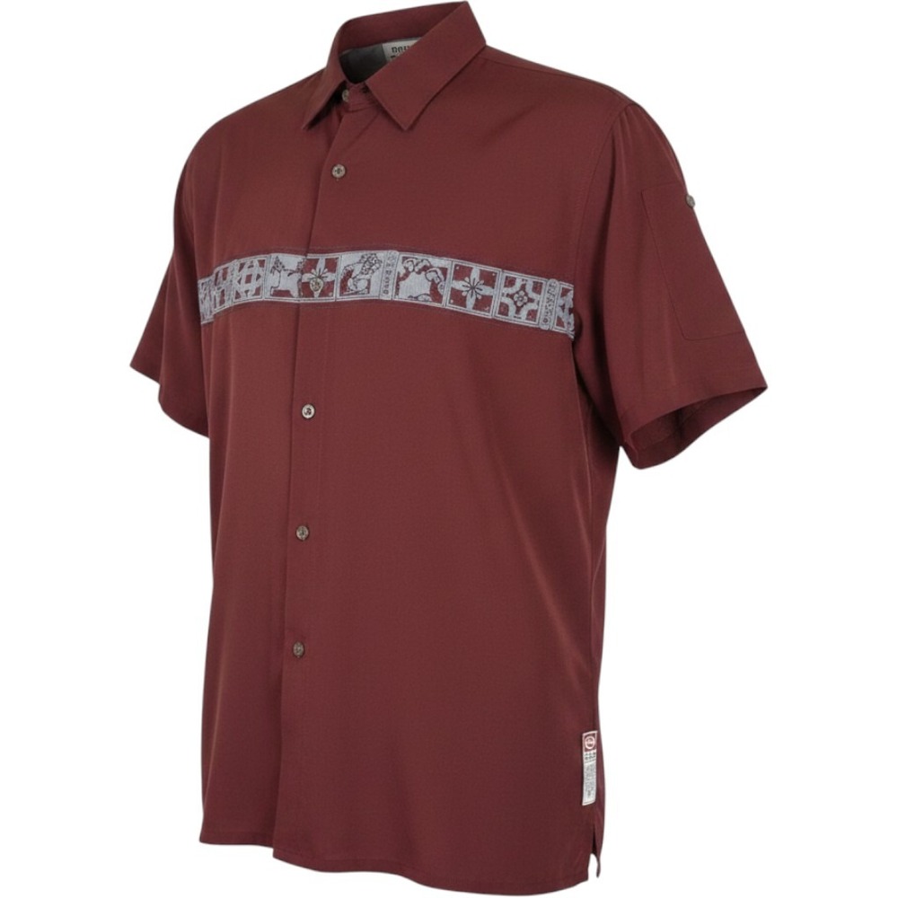 Ecko Unltd Mens Short Sleeve Button Up Shirt Burgundy Red Graphic Band Size‎ M